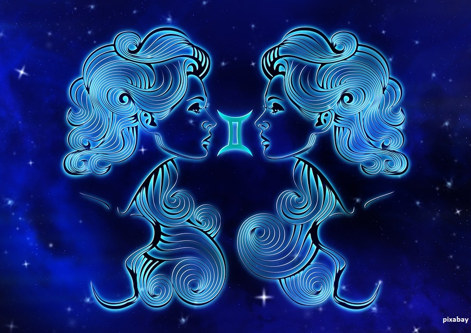 Représentation du signe astrologique du gémeau. Troisième signe su zodiaque, il représente deux jumeaux ou deux personnalités dans un même corps.